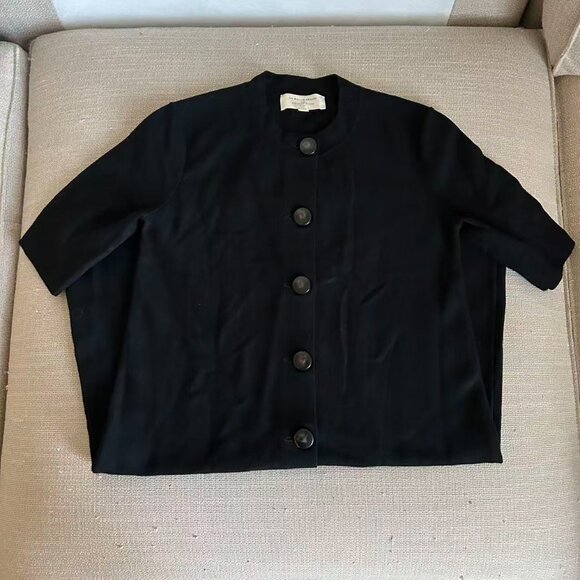 ✨ SALE Sezane Ava Mini Dress XSmall Black Noir Knit Button Front Stretch - Picture 5 of 8